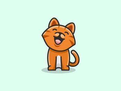 Vector Illustration Happy Cat Simple Mascot Style